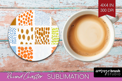 Abstract Doodle Round Coaster - Modern Texture Coaster PNG Product Image 1