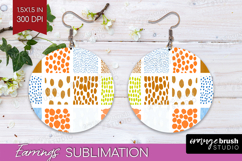 Abstract Doodle Round Earrings - Modern Texture PNG Product Image 1