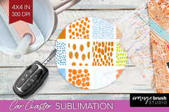 Abstract Doodle Car Coaster - Modern Texture Coaster PNG Product Image 1