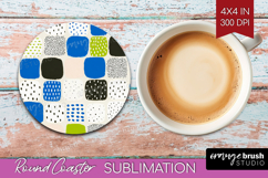 Abstract Doodle Round Coaster - Modern Texture Coaster PNG Product Image 1