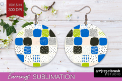 Abstract Doodle Round Earrings - Modern Texture PNG Product Image 1