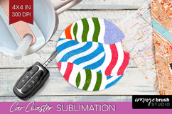 Abstract Doodle Car Coaster - Modern Texture Coaster PNG Product Image 1