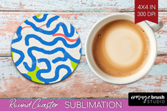 Abstract Doodle Round Coaster - Modern Texture Coaster PNG Product Image 1