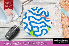 Abstract Doodle Car Coaster - Modern Texture Coaster PNG Product Image 1