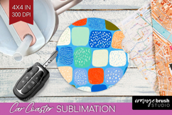Abstract Doodle Car Coaster - Modern Texture Coaster PNG Product Image 1
