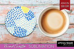 Abstract Doodle Round Coaster - Modern Texture Coaster PNG Product Image 1