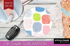 Abstract Doodle Car Coaster - Modern Texture Coaster PNG Product Image 1