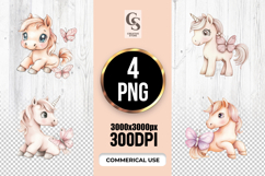Cute Unicorn Butterfly Clipart Sublimation PNG Product Image 1