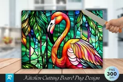 Stained Glass Flamingo Bird Cutting Board PNG Design Product Image 1