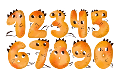 ute Dinosaur Numbers Clipart Set Hand Drawn Kawaii Dino Product Image 1