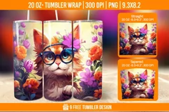 3d Cute Cat Tumbler Wrap Designs, Sublimation Wrap Product Image 1