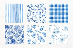 Floral Seamless Blue Graphic Pattern Watercolor 10 JPG Product Image 2