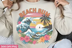 Beach Bum PNG, Vintage Summer Sublimation PNG Product Image 1