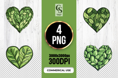 Green Leaf Heart Botanical Clipart Sublimation PNG Product Image 1