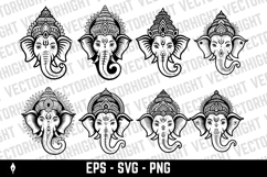 Vector outline of the Hindu deity Ganesha's head Product Image 1
