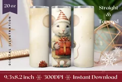 Christmas Tumbler Sublimation, Watercolor Mouse Tumbler Wrap Product Image 1