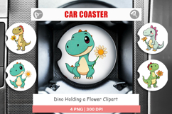 Car Coaster Dino with Flower Product Image 1