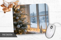 Cozy Christmas Corner with Snowfall Mouse Pad PNG Design Product Image 1