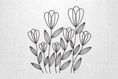 Modern Floral Line Outline Embroidery Design Product Image 1