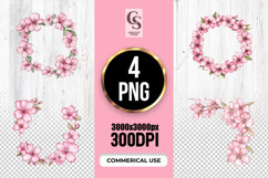 Pink Floral Wreath Clipart Sublimation PNG Product Image 1