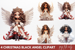 Christmas Black Angel Clipart Fashion Girl PNG Product Image 1