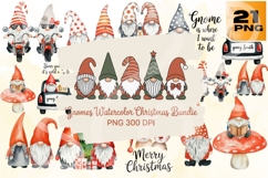 Watercolor Christmas Gnomes PNG Bundle 21 Product Image 1