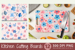 Pink Blue Cute Flowers Cutting Boards sublimation Design Product Image 1