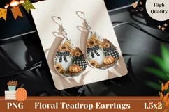 Sunflowers Teardrop Earrings PNG, Fall Pumpkins Earrings Product Image 1