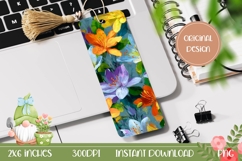 Printable Bookmark Design, Tropical Flowers Bookmark Product Image 1