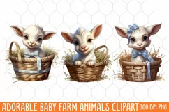 Adorable Baby Farm Animals clipart, Watercolor Clipart Product Image 2