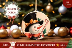 Vintage Snowman Round Ornament PNG, Winter Ornament Product Image 1