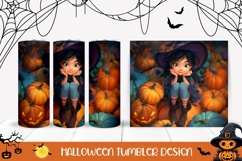 3D Halloween Witch Tumbler, Colorful Pumpkins Halloween PNG Product Image 1