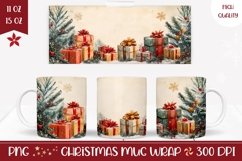 Watercolor Christmas Mug Design, Winter Presents Mug Wrap Product Image 1