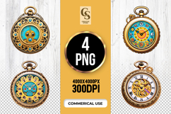 Vintage Pocket Watch Clipart Sublimation PNG Product Image 1