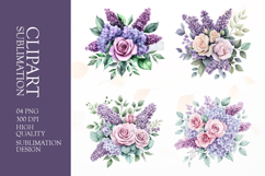 Lavender Bloom Watercolor Art Clipart Sublimation PNG Product Image 1