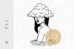Head in the clouds svg, Dreamer svg, Woman svg, Minimalist Product Image 1