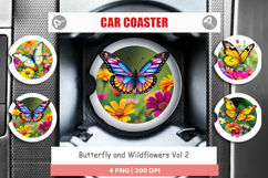 Car Coaster Wildflower Butterfly Product Image 1