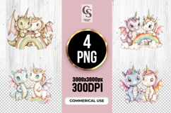 Rainbow Baby Dragon Unicorn Clipart Sublimation PNG Product Image 1