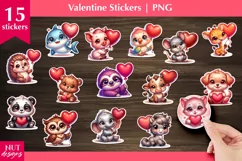 Valentine stickers, Baby animals, cute animal stickers Product Image 1