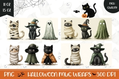 Cartoon Halloween Cats Mug Designs, Halloween Mug Print Product Image 1