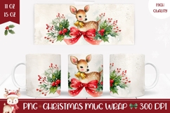 Cartoon Christmas Deer Mug PNG, Christmas Mug Wrap Product Image 1