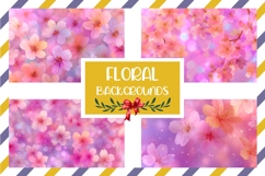 Pink Flowers Backgrounds, Floral Background Designs Product Image 1