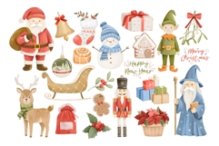 Watercolor Cute Characters Christmas Clipart Product Image 2