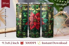 Christmas Flowers Tumbler, Stained Glass Christmas Tumbler Product Image 1