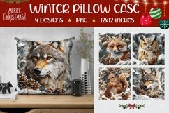 Embroidery Winter Animals Pillow Case, Winter Pillow Product Image 1
