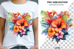 Tropical exotic flowers png design for T-shirts Product Image 1