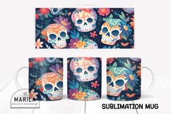Floral Skull Mug Sublimation Design / halloween Mug #1 Product Image 1