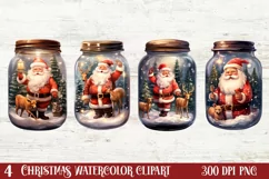 Christmas in Jar Watercolor Clipart , Christmas PNG Product Image 2