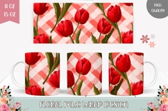Red Tulips Mug Wrap, Red Mug, Flowers Mug Template Product Image 1