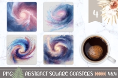 Watercolor Space Square Coasters, Cosmic Square Coaster Product Image 1